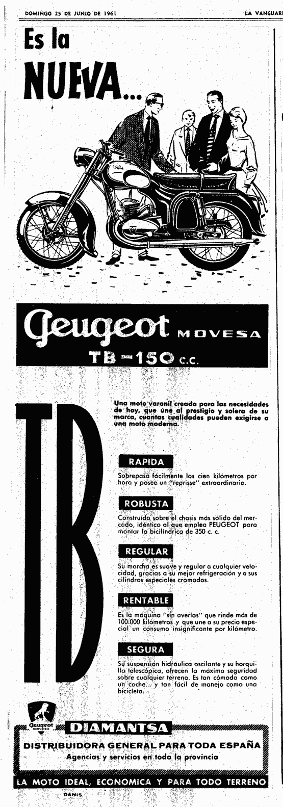 Moto peugeot De cuando se dibujaba la publicidad