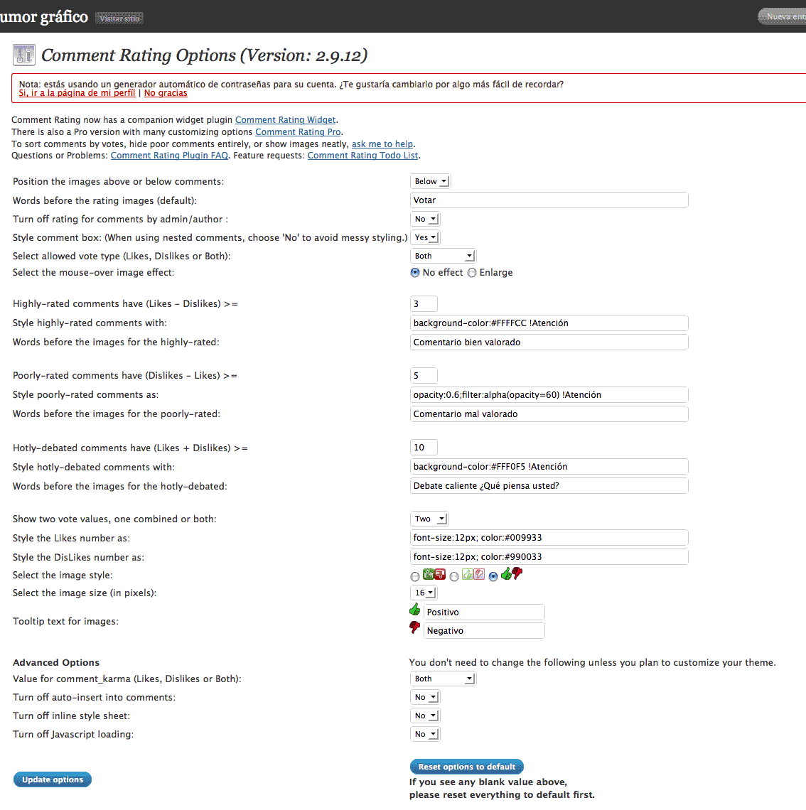 config-comment-rating Comment Rating, plugin para valorar y esconder comentarios 2