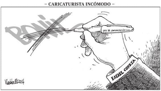 vlado, Rafael Correa contra el viñetista Bonil