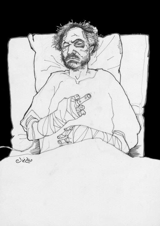 El dibujante Ali Ferzat, agredido por unos enmascarados que le rompieron las manos El dibujante Ali Ferzat, agredido por unos enmascarados que le rompieron las manos