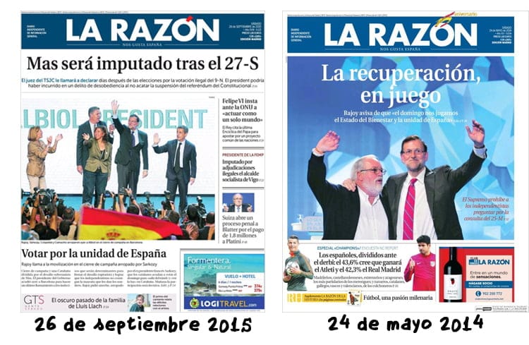 Las portadas "reflexivas" de La Razón Las portadas "reflexivas" de La Razón