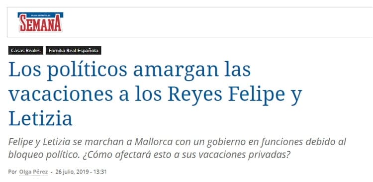 Vacaciones Felipe y Letizia