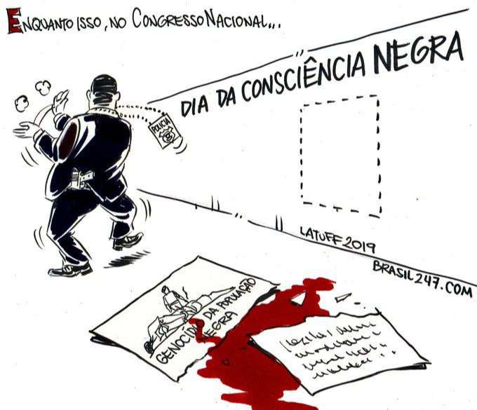 Un diputado brasileño rompe una viñeta sobre violencia policial en una exposición 2
