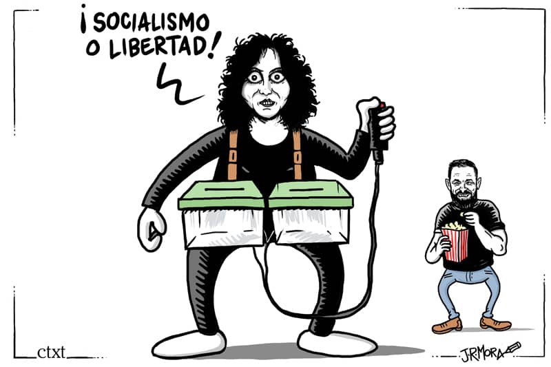 Ayuso y Abascal elecciones Madrid ¡Socialismo o libertad!