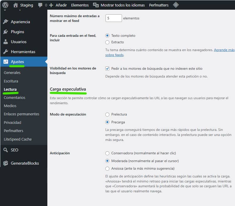 Carga especulativa en WordPress 6.8 1