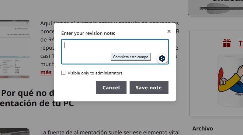 Pequeñas Notas, plugin para añadir notas en la vista pública 2